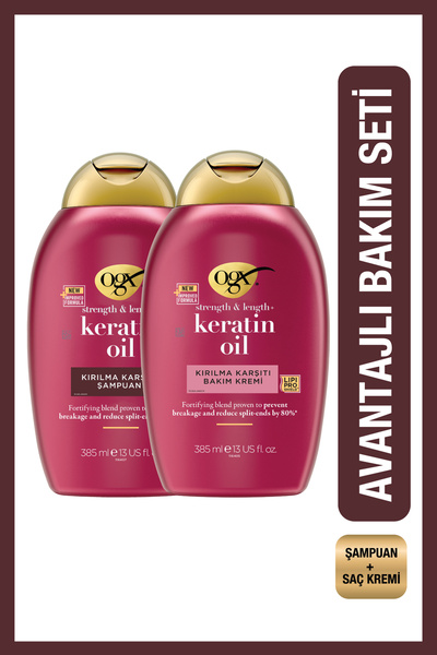 OGX Keratin Oil Kırılma Karşıtı Sülfatsız Şampuan 385 ml + Saç Bakım Kremi 38...