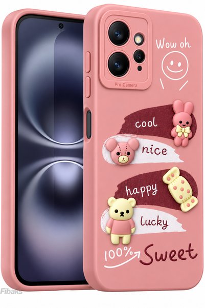 Fibaks Redmi Note 12 Case Designed Patterned Camera Protected Rabbit Pink Sof...