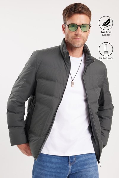 Tudors Men's regular fit regular cut down jacket double pocket zippered warm ...