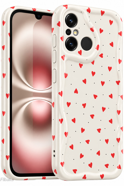 Fibaks غطاء حماية لكاميرا Redmi 12C مصنوع من السيليكون بنمط قلب أحمر مع حافة ...