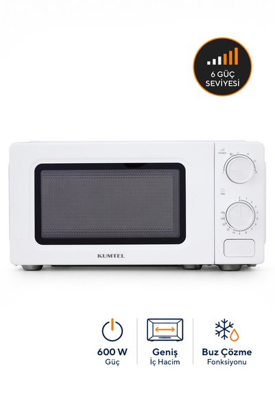 KUMTEL 600 W 6 Kademeli Zamanlayıcılı Beyaz Mekanik Kompakt Mikrodalga Fırın ...