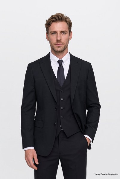 AC&Co / Altınyıldız Classics Men's Black Slim Fit Slim Fit Vest Suit Swallow ...
