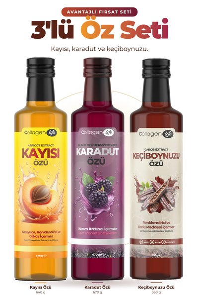 COLLAGEN LIFE Karadut Özü - Kayısı Özü - KeçiBoynuzu Özü Fırsat Seti