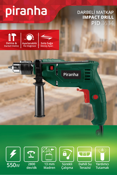 Piranha Pıd 3634 Darbeli Matkap 550 W