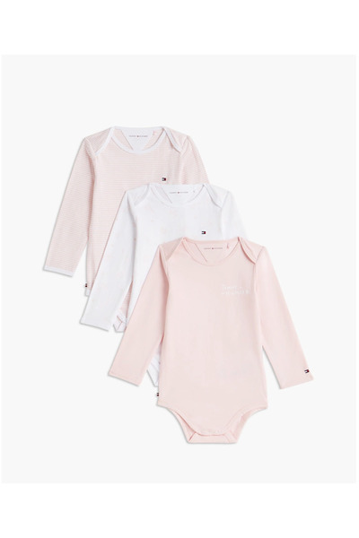 Tommy Hilfiger ΣΕΤ 3 ΤΕΜΑΧΙΩΝ BODY LS ESSENTIAL KN0KN02316 Ροζ Φαντασίας