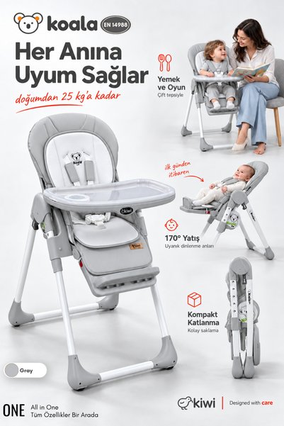 Kiwi Koala Mama Sandalyesi Portatif Katlanır Yükseklik Ayarlı Tekerlekli İçi ...