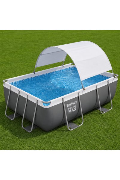 BESTWAY Steel Pro MAX Gölgelikli Prefabrik Dikdörtgen Havuz Seti 282 cm x 196 cm x 84 cm BW592