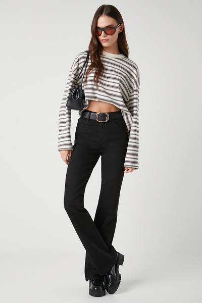 WRANGLER Pantaloni de blugi negri, elastici, cu talie normală, cu picioare largi