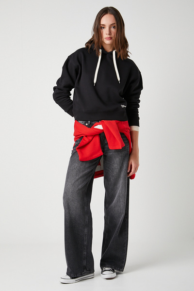WRANGLER Regular Fit Normal kroj Sa kapuljačom Postavljeno flisom Ženska crna...