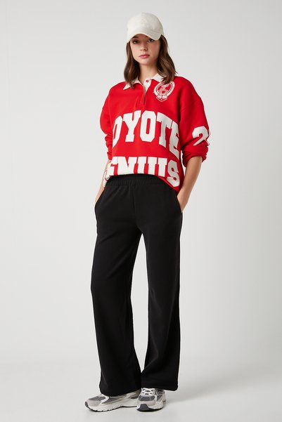 WRANGLER Straight Fit Düz Kesim Normal Bel Siyah Sweatpant Eşofman Altı