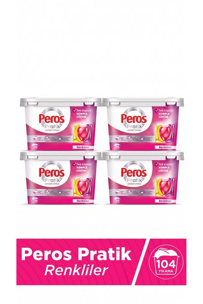 Peros Pratik Matik Çamaşır Deterjanı Kapsülü - Tableti 104 Adet Renkliler (4P...