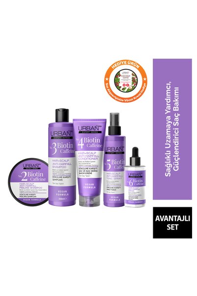 Urban Care Expert Biotin ve Kafein Dökülme Karşıtı Saç Bakım Seti 6lı-Hızlı U...