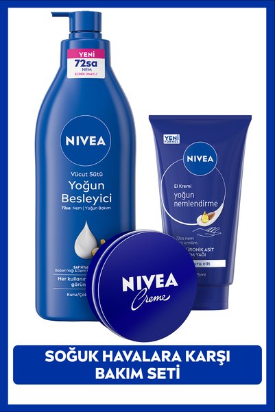 NIVEA Kuru Ciltlere Özel Nemlendirici Vücut Bakım Seti, Losyon 400ml, El Krem...