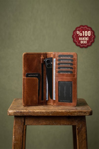 Modica Men's Tan Long Wallet Genuine Leather Portfolio with Phone Compartment...