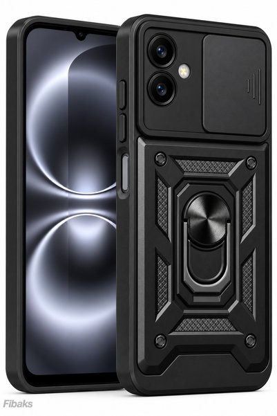 Fibaks Galaxy A07 Kılıf Kamera Korumalı Sürgülü Yüzüklü Armor Military Tank K...
