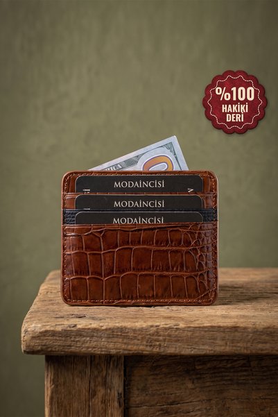 Modica Ariza - Θήκη για κάρτες με μοτίβο κροκόδειλου από γνήσιο δέρμα