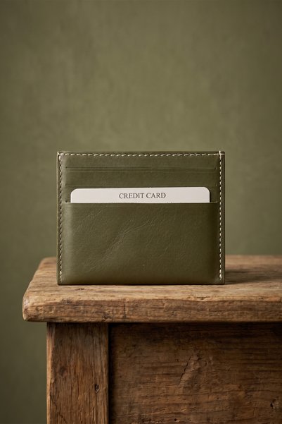 Modica Berlin - Khaki Vegan Leather Ultra Thin Card Holder, Minimalist Credit...