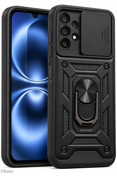 Fibaks Galaxy A32 4g Kılıf Kamera Korumalı Sürgülü Yüzüklü Armor Military Tan...