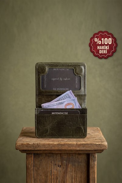 Modica Lima - Genuine Leather Green Card Holder & Business Card Holder, 15 Ca...