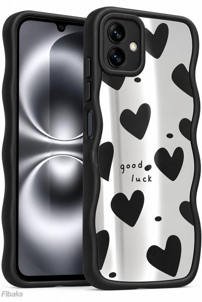 Fibaks Heart Mirror Galaxy A07 Case Mirror Heart Pattern Soft Edge Camera Pro...