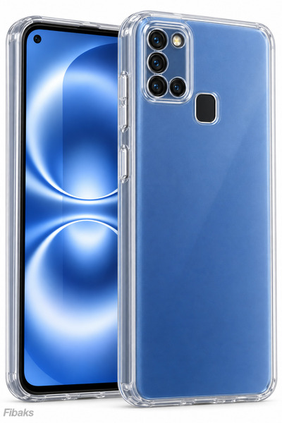 Fibaks Galaxy A21s Kılıf Kamera Korumalı Şeffaf Ultra Ince Esnek Renksiz Sili...