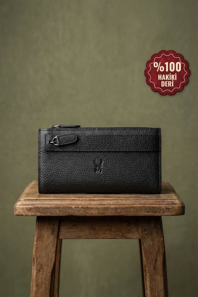 Modica Mannu - Elite Serie Black Long Wallet with Hand Band and Real Leather ...