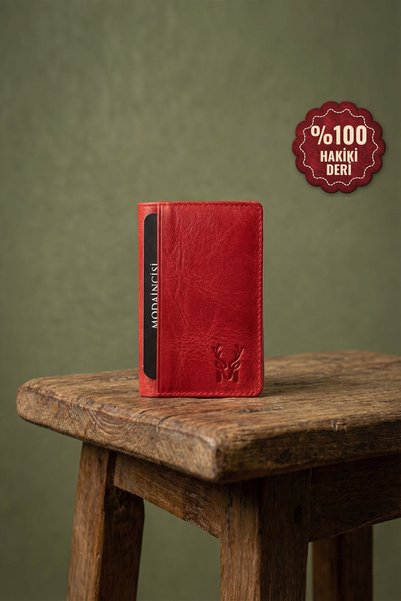 Modica Orsa – Genuine Leather Minimalist Card Holder Women's Red Slim Wallet,...
