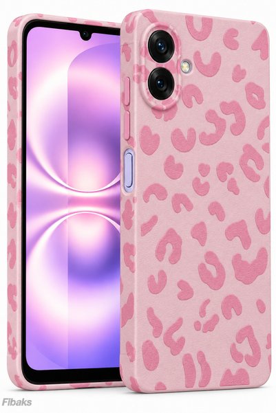 Fibaks Galaxy A07 Case Pink Leopard Pattern Flexible Slim Soft Silicone
