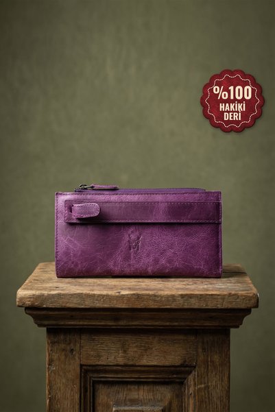 Modica Mannu - Elite Serie Real Leather Purple Long Wallet with Hand Band and...