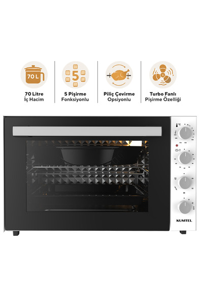 KUMTEL Piliç Çevirmeli 71 Litre Midi Fırın LX-9645 Beyaz