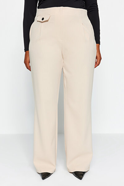 Trendyol Curve Cream Pocket Detailed Woven Trousers TBBAW24AR00015