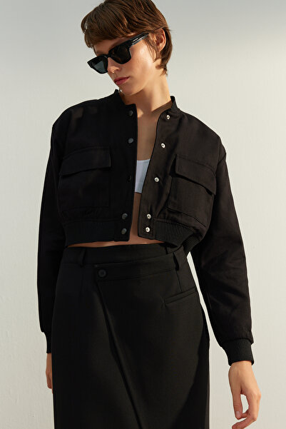 Trendyol Collection Černý kabát Bomber Jacket TWOAW24MO00291