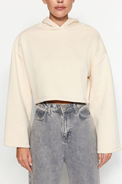 Trendyol Collection Легкий товстий внутрішній фліс Розслаблений крій іспанський рукав з капюшоном Orme Толстовка TWOAW24SW00284 з капюшоном TWOAW24SW00284