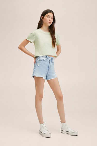 MANGO Kids Tricou verde pastel