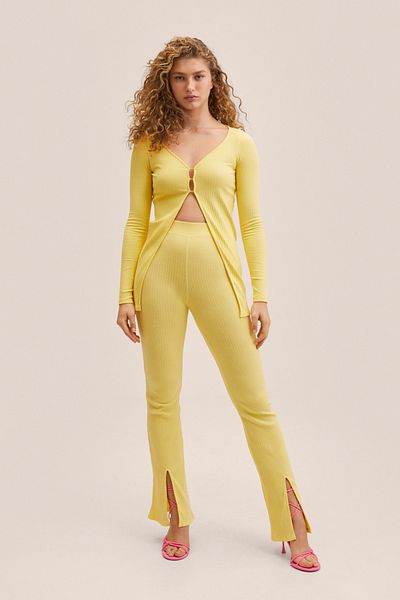 MANGO Gelbe Damen-Strickjacke 27055805