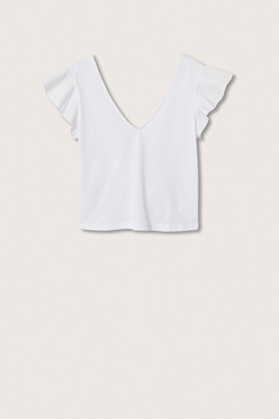 MANGO Woman Weißes Damen-T-Shirt 27028642