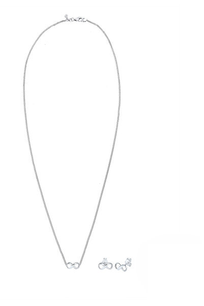 ELLI Schmuckset Kette Stecker Sonsuzluk Sembolü Endlos 925 Gümüş