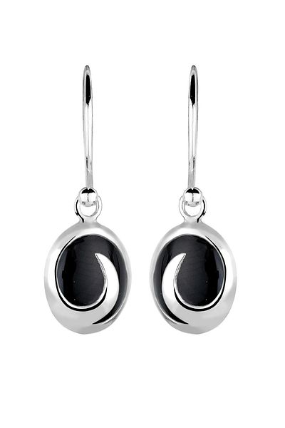 ELLI Ohrringe Onyx Wellen Edelstein 925 Silber