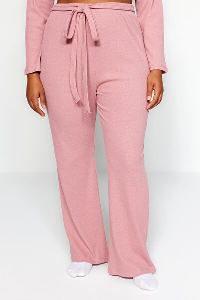 Trendyol Curve Dried Rose Corded Knitted Top and Bottom Set TBBAW24CP00025