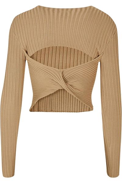 Urban Classics Damen Ladies Short Rib Knit Twisted Back Sweater