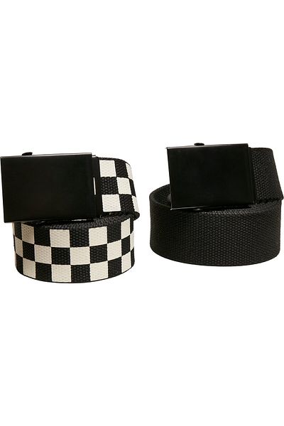 Urban Classics Accessoires Gürtel aus kariertem und einfarbigem Canvas, 2er-Pack