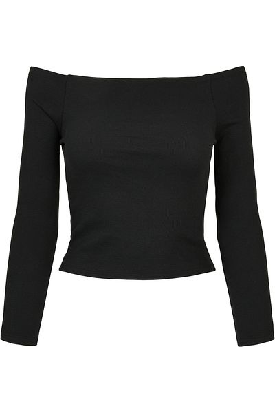Urban Classics Damen Ladies Off Shoulder Rib Longsleeve