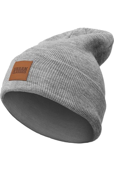Urban Classics Unisex Lange Beanie mit Kunstlederpatch