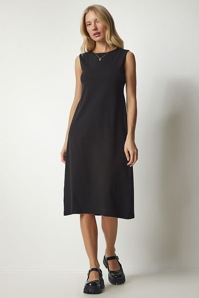 Happiness İstanbul Black Knitted Sleeveless Women's Dress - To00089