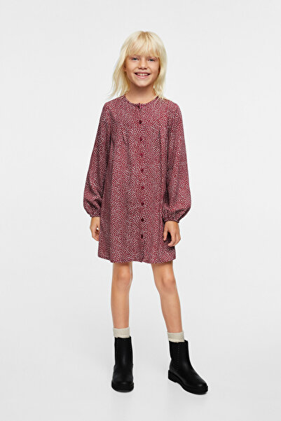 MANGO Kids Kız Çocuk Koyu Kızıl Elbise