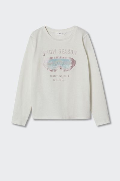 MANGO Kids Κοριτσίστικο εκρού T-Shirt