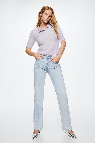 MANGO 37005966 Pullover und Strickjacken Hell/Pastell Lila