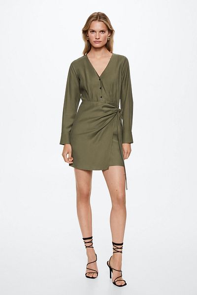 MANGO Woman Dunkles Khaki-Kleid für Damen