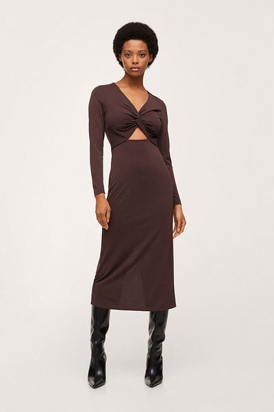 MANGO Woman Dámské šaty Claret Red 17049079