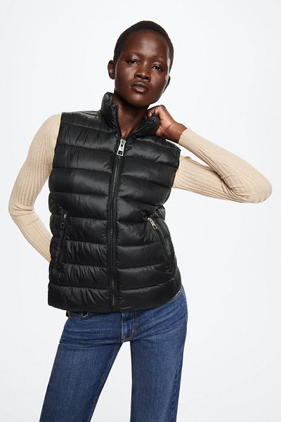MANGO Palton negru de damă 37034378